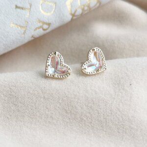 Kendra Scott Ari Heart Dichroic Glass Stud Earrings Gold